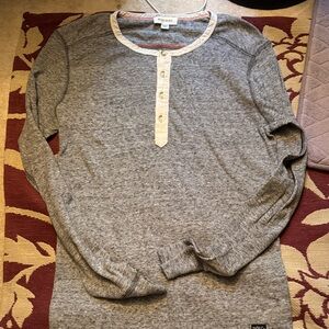 Diesel Heather Grey Thermal Henley with Cream Placket